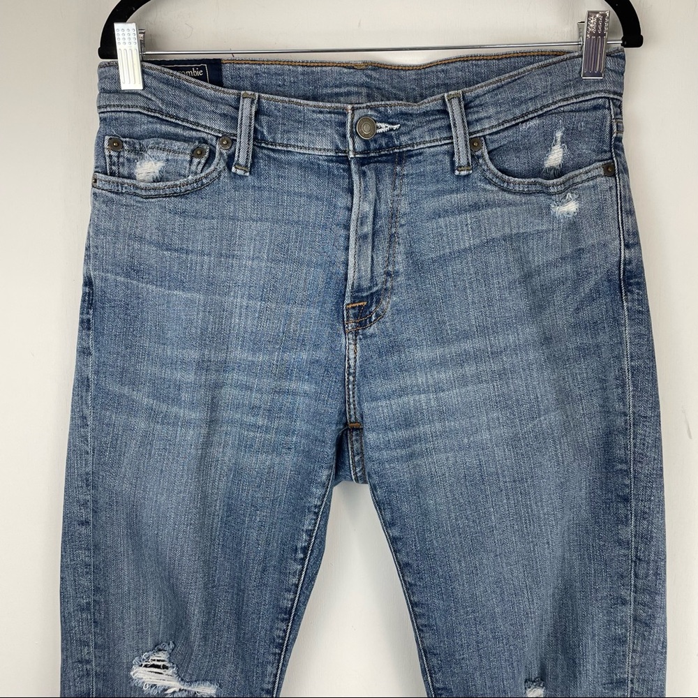 Abercrombie & Fitch Mens Rustin Athletic Slim Stretch Distressed Jeans Sz 30x30 - Picture 3 of 9